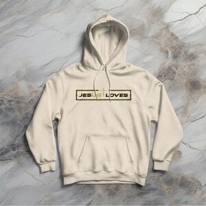 Men’s Hoodie Jesus Loves Us Christian Faith Sweatshirt